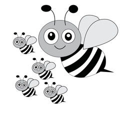 Vector illustration of cute bee animal cartoon character.