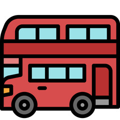 double decker bus filled outline icon