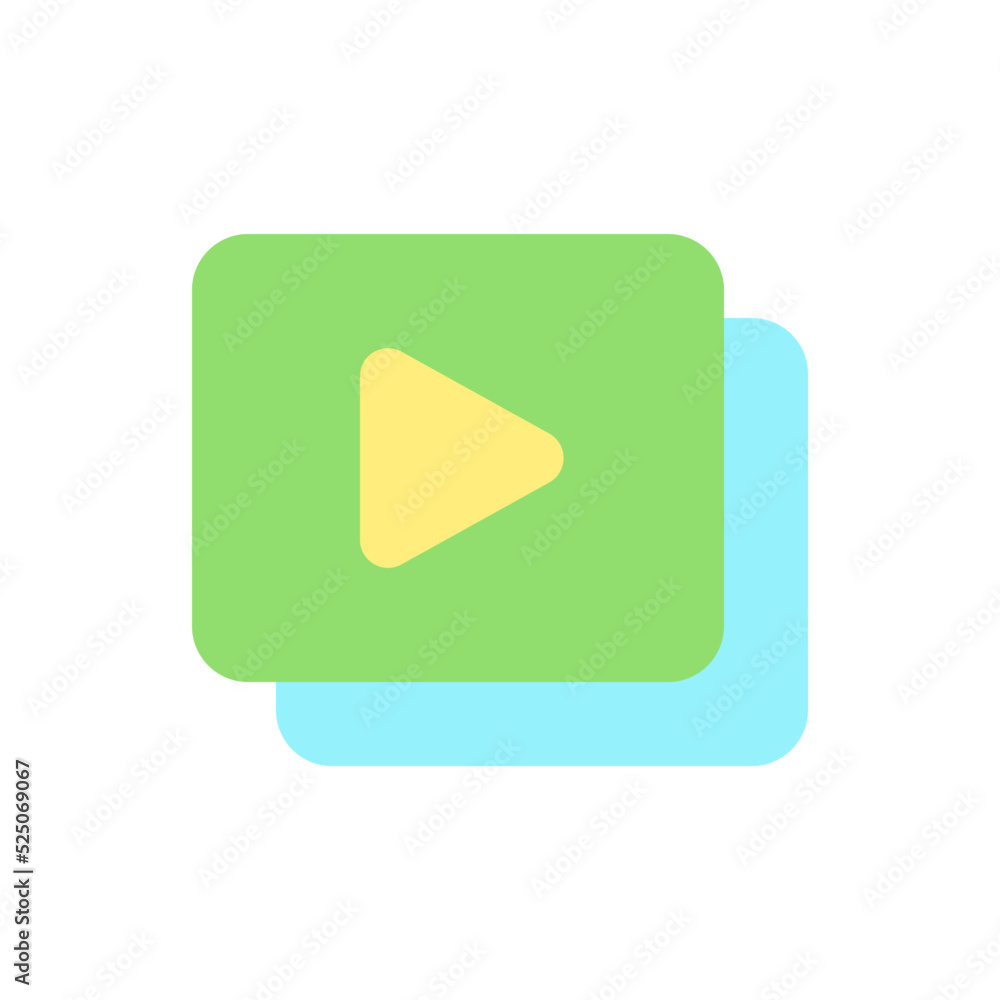 Poster set of video files flat color ui icon. digital video gallery. collection of media content. multimedi
