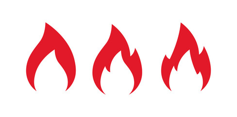 Vector red flame, heat and danger symbol. Simple flat red icon. 