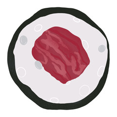 Japanese traditional food, sushi illustration on white background.