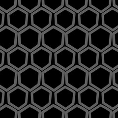 Vector. The texture of the contour hexagon. Monochrome, black and white, grey  geometric seamless pattern. Mosaic abstract background. Hexagonal repeating hand drawn geometric polygon texture.