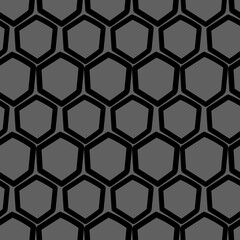 Obraz premium Vector. The texture of the contour hexagon. Monochrome, black and white, grey geometric seamless pattern. Mosaic abstract background. Hexagonal repeating hand drawn geometric polygon texture.