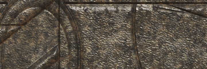 Corrosion on the metal surface - destroyed and rusty plates. 3d illustration