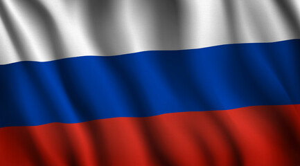 Waving flag of Russia. The country of Russia is located in the east of Europe