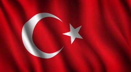 Waving flag of Turkey. The country of Turkey is located in the east of Europe