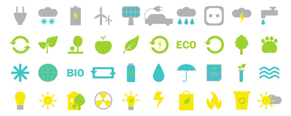 Ecology color icon set. Eco friendly flat icons color vector sign collection