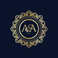 A and A, AA logo initial vector mark, AA luxury ornament monogram logo - obrazy, fototapety, plakaty