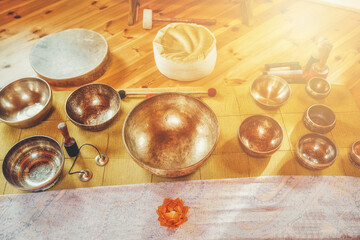 Beautiful tibetan bowl ready for meditative music.