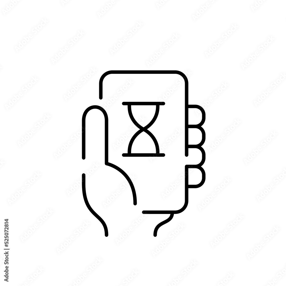 Poster smartphone usage time limit icon. pixel perfect, editable stroke line