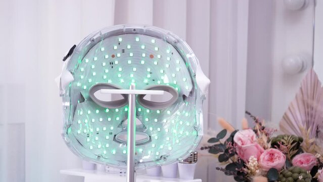 Skin rejuvenation led facial mask for beautiful healthy skin. Light therapy.