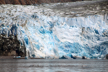 Alaska, glacier edge of the Sawyer Glacier in the Tracy Arm Fjord in the Boundary Ranges of Alaska, United States 