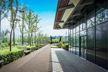 Modern business buildings in outdoor park