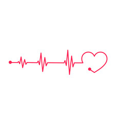Red heart rate graph When exercising. Concept of saving the patient's life. isolate on white background.