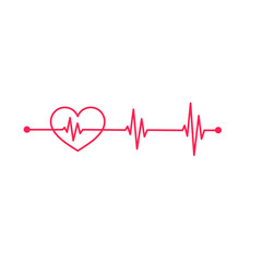 Red heart rate graph When exercising. Concept of saving the patient's life. isolate on white background.