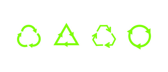Recycle vector icon set. Arrow and leaf recycle eco green symbol. Vector illustration.