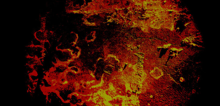 Cement color background. Abstract texture. Horror. Mystery. The abstract colors of the concrete walls are yellow, gold, black and red.
