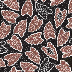 Simbut batik cloth with attractive leaf motifs in dark colors