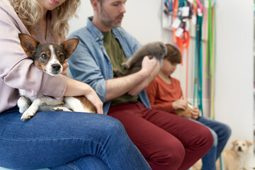 Group of people waiting for visit of veterinarian