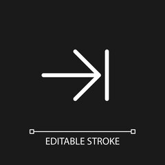 Next step pixel perfect white linear ui icon for dark theme. Web browser navigation. Vector line pictogram. Isolated user interface symbol for night mode. Editable stroke. Arial font used