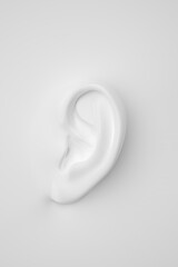 Creative concept, Human ear White Background, 3D illustration. - 525077642