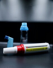A peak flow meter and inhaler medicine with spacer device. . Peak flow meter and inhaler with...