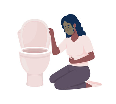 sick woman near toilet, feeling unwell clip art preview
