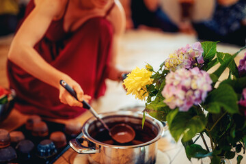 Cacao ceremony, heart opening medicine. Ceremony space.