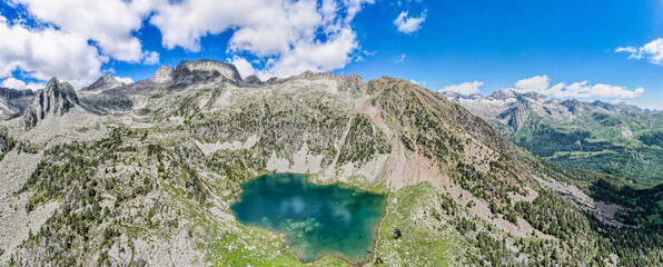 Batisielles lakes and peaks at baclground in Benasque Valley, Spain