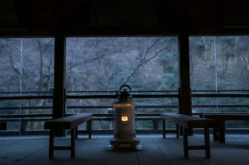 Poster 冬の京都の貴船神社にあるストーブとやかん © ryo96c