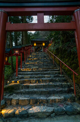 Fototapeta na wymiar 京都 貴船神社の夕暮れの灯籠