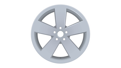 Chrome alloy car wheel disk  with five bolt holes isolated on white background
