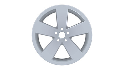 Fototapeta premium Chrome alloy car wheel disk with five bolt holes isolated on white background