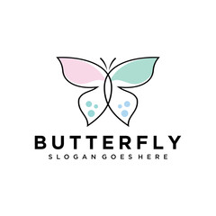 Rainbow Butterfly Mono Line Logo Design 
