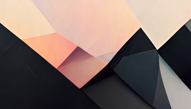Polygonal shapes, web design, 4k wallpaper. Colorful pastel colors with black, random geometric shapes. Ideal for web illustration. Clean modern.