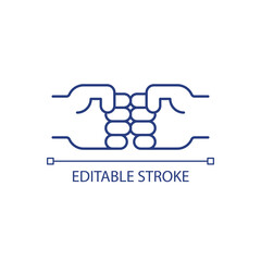 Fist bump RGB color icon. Symbol of trustful partnership. Greeting gesture. Friendship ritual. Isolated vector illustration. Simple filled line drawing. Editable stroke. Arial font used