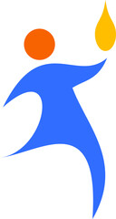 Running sportsman with torch isolated icon