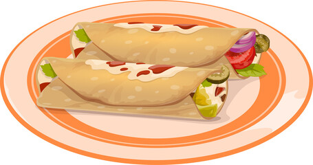 Shaurma street food isolated burrito on plate