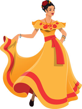 Dancer lady in tobasco dress mexican cartoon woman