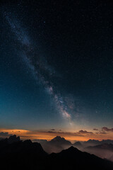 Milky Way and starry sky background in high mountain