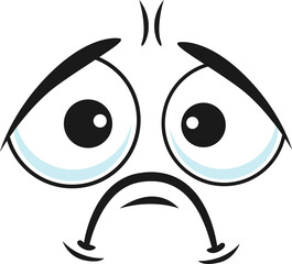 Depressed upset emoticon character emoji isolated