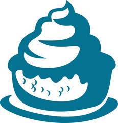 Muffin on plate, whipped cream cake