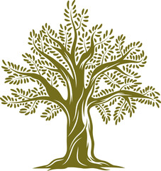 Green tree extra virgin olive oil symbol isolated