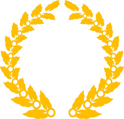 Golden laurel wreath heraldic emblem