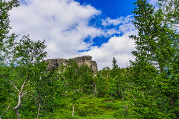 Fototapeta premium Mountains Apatite. Ski resort- Arctic region of Russia is a popular hiking trail