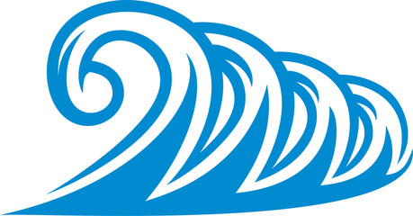 Fototapeta na wymiar Blue waves isolated storm or surf icon