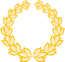 Golden laurel wreath heraldic emblem