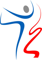 Gymnastics club abstract logo, gymnast with tape