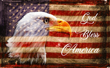 God Bless America, American Eagle, US Flag, 