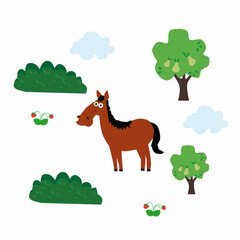 Horse face hand drawn lettering inscription, cute horse character isolated on white. Cartoon animals vector illustration. Typography design of a funny children's t-shirt
